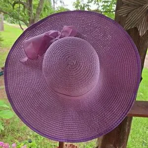 Lilac Purple Extra Wide Floppy Brim Vintage Church Hat With Ribbon Accent Vintage | Accessories | Lilac Purple Extra Wide Floppy Brim  main image 3